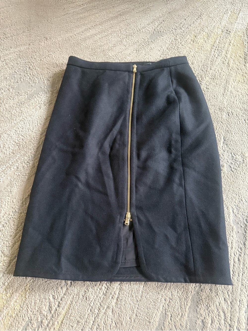 J crew black wool Pencil Skirt with gold Front Zipper high rise size 8